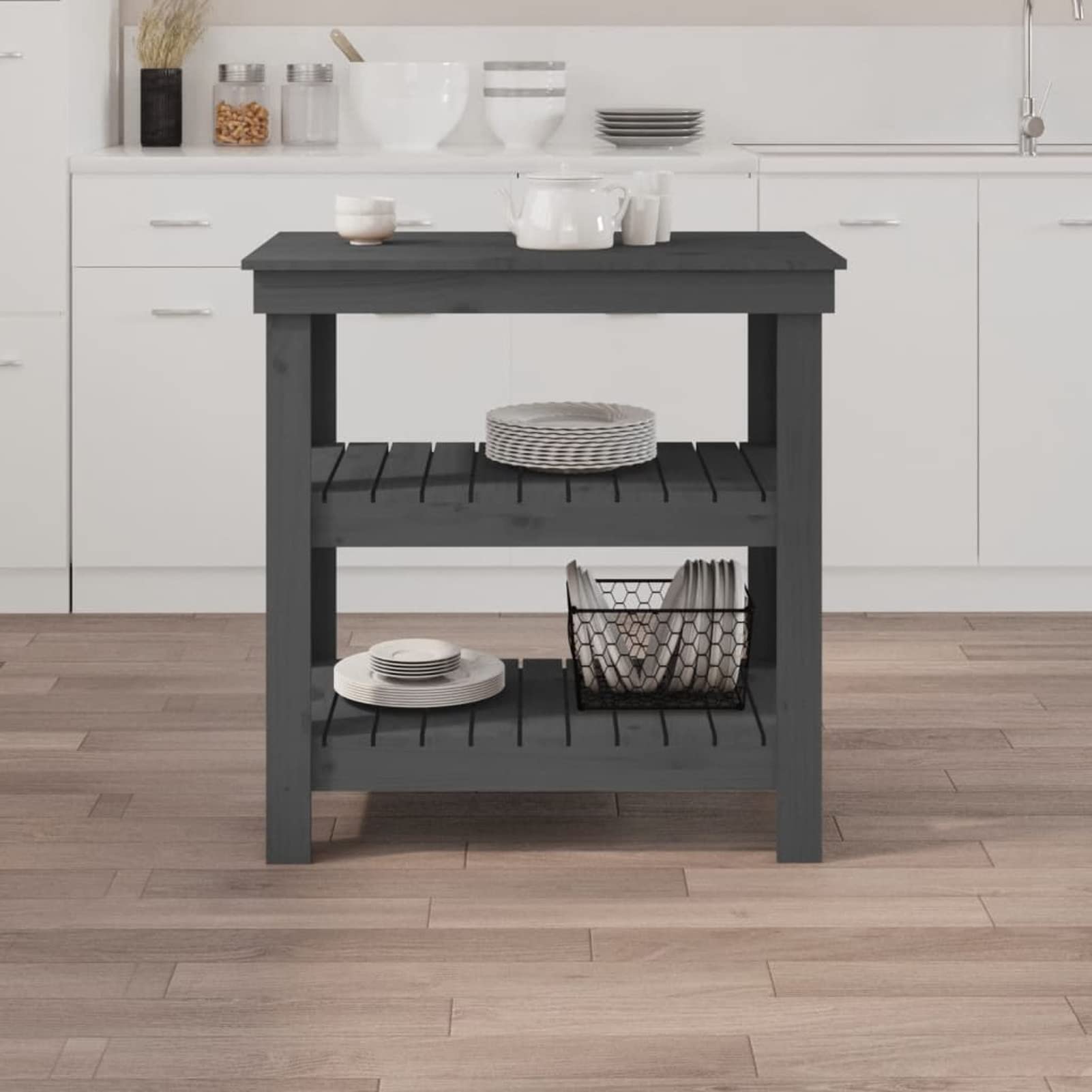 Lechnical Banco da Lavoro Grigio 78,5x50x80 cm in Legno Massello di Pino,Banco da Lavoro,Banco da Lavoro Officina,Banco da Lavoro Garage