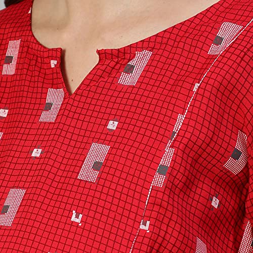 Image of anubhutee Women's Red Geometric Printed Maternity Flared Midi Dress