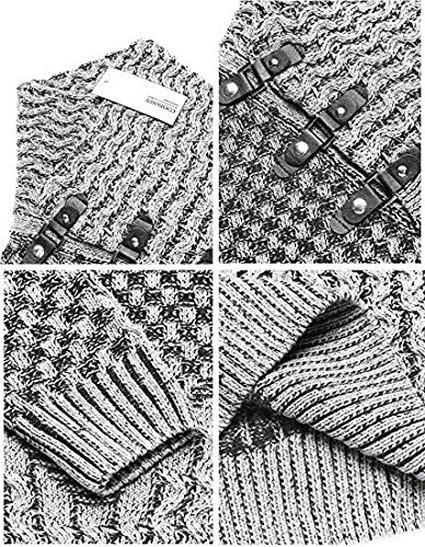 Coofandy Men's Sweater High Neck Modern Fit Casual Knit Sweatshirt Autumn Winter A- White #TOP3