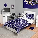 FOCO Baltimore Ravens NFL Team Color Bed In a Bag Comforter Bedding 5 Piece Twin Set