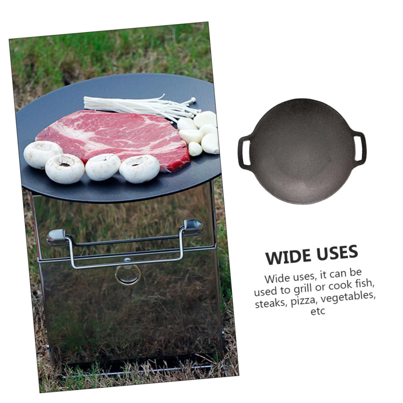 BESPORTBLE Sartén Parrilla de Hierro Fundido para Exteriores Bordes Redondeados y Uso Diario Adecuado para Bbq y Camping