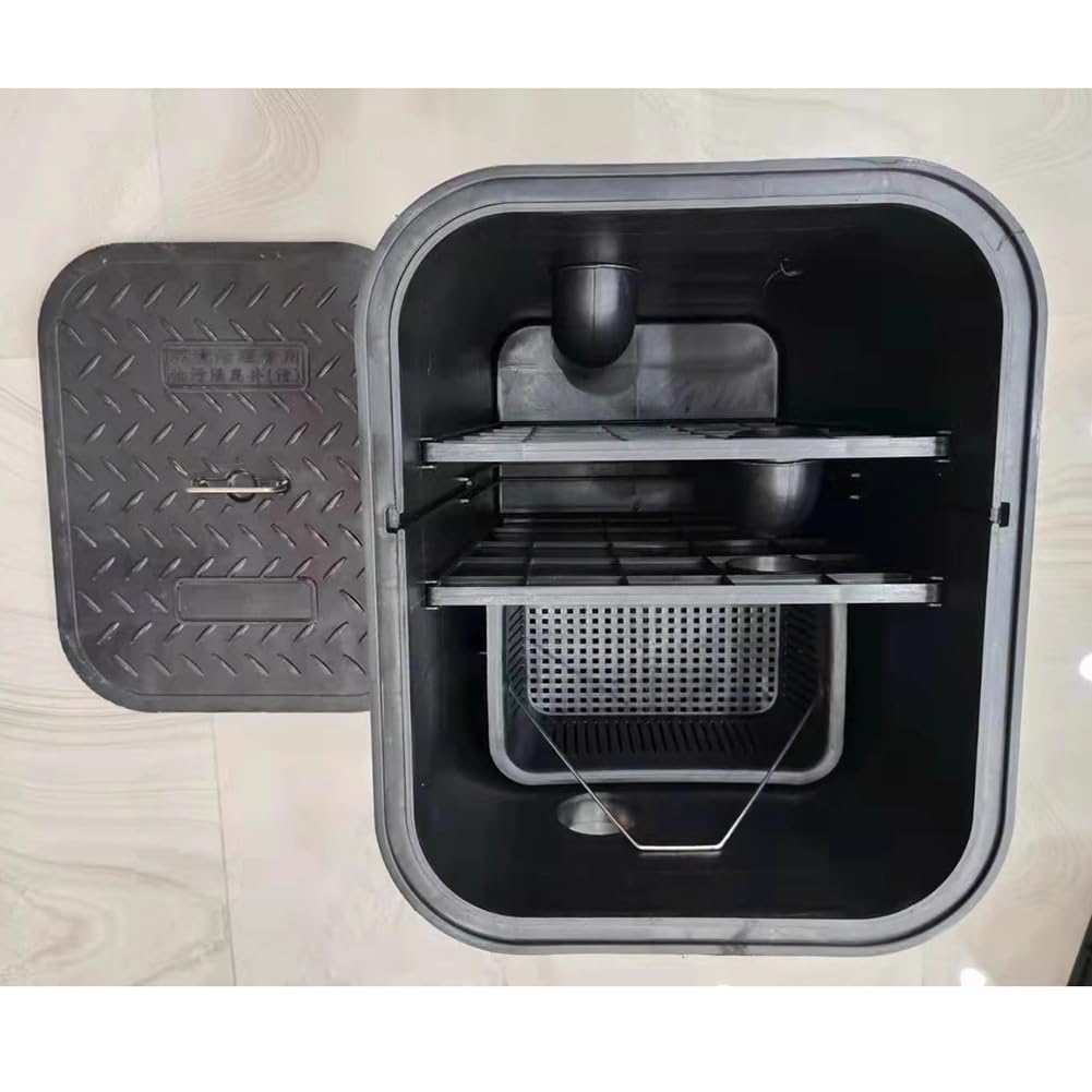 Trampa de Grasa Comercial bajo Fregadero - Separador de Aceite Usado de 45 l para restaurantes y Exteriores, Interceptor de Grasa eficiente de 40 x 40 x 40 cm, Separador de Aceite y Agua de