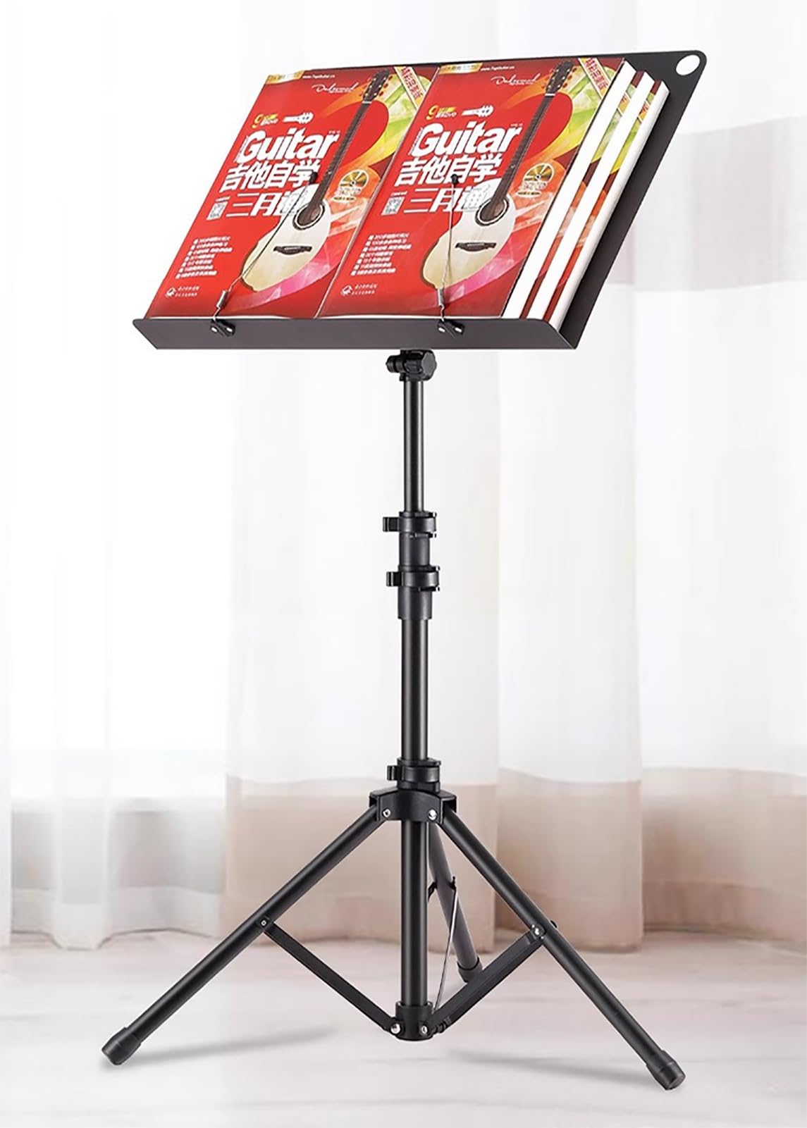 2 Confezioni di Supporti per spartiti in Metallo Regolabili Neri, Supporto Portatile Pieghevole per spartiti per Chitarra, scaffale Compatto per Libri Musicali con Borsa, per esibizioni