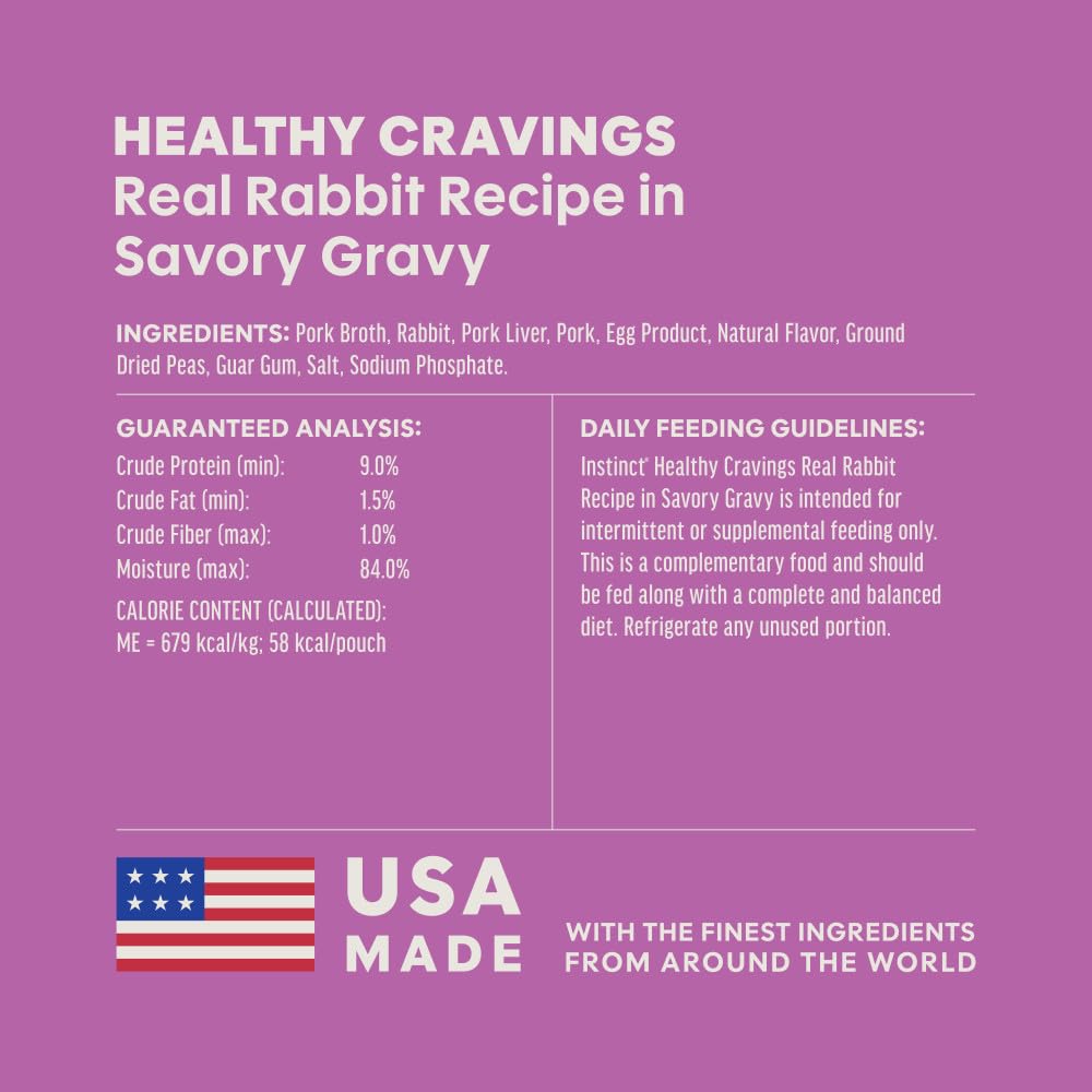 Nature's Variety Instinct Healthy Cravings - Decoración Natural para Gatos con Receta de Conejo Real sin Granos, Bolsas de 3 onzas (Caja de 24)