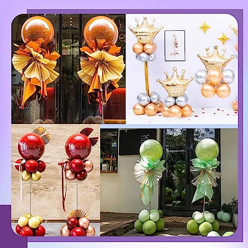 Image of Balloon Column Stand Kit Set Of 4, Balloon Tower for Floor with Base and Metal Telescopic Pillar（6.6ft Adjustable Height）for Graduation,Birthday, Wedding Party Decoration