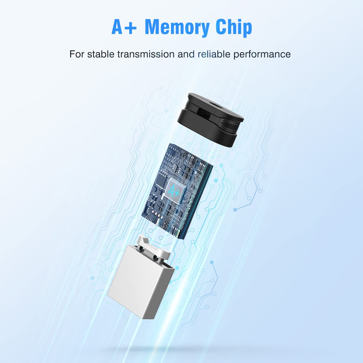 K&ZZ Memoria USB 2.0 de 16 GB, unidad de pulgar de perfil bajo, paquete de 5 unidades flash mini con cordón, unidad de salto con cremallera