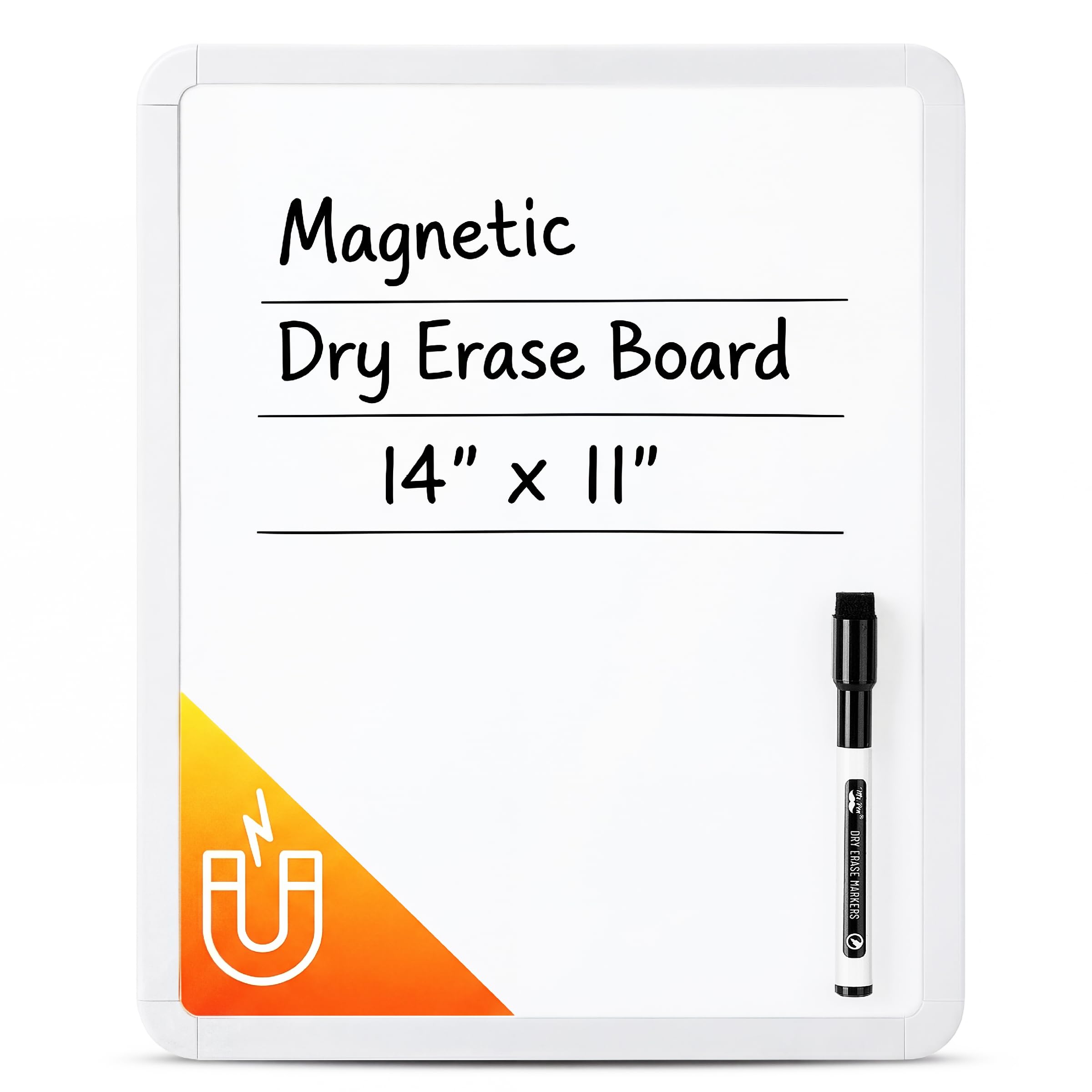 Mr. Pen- Dry Erase Board, 14” x 11” with a Black Dry Erase Marker, Small Mini White Board for Students, White Frame, Includes Double Sided Tapes