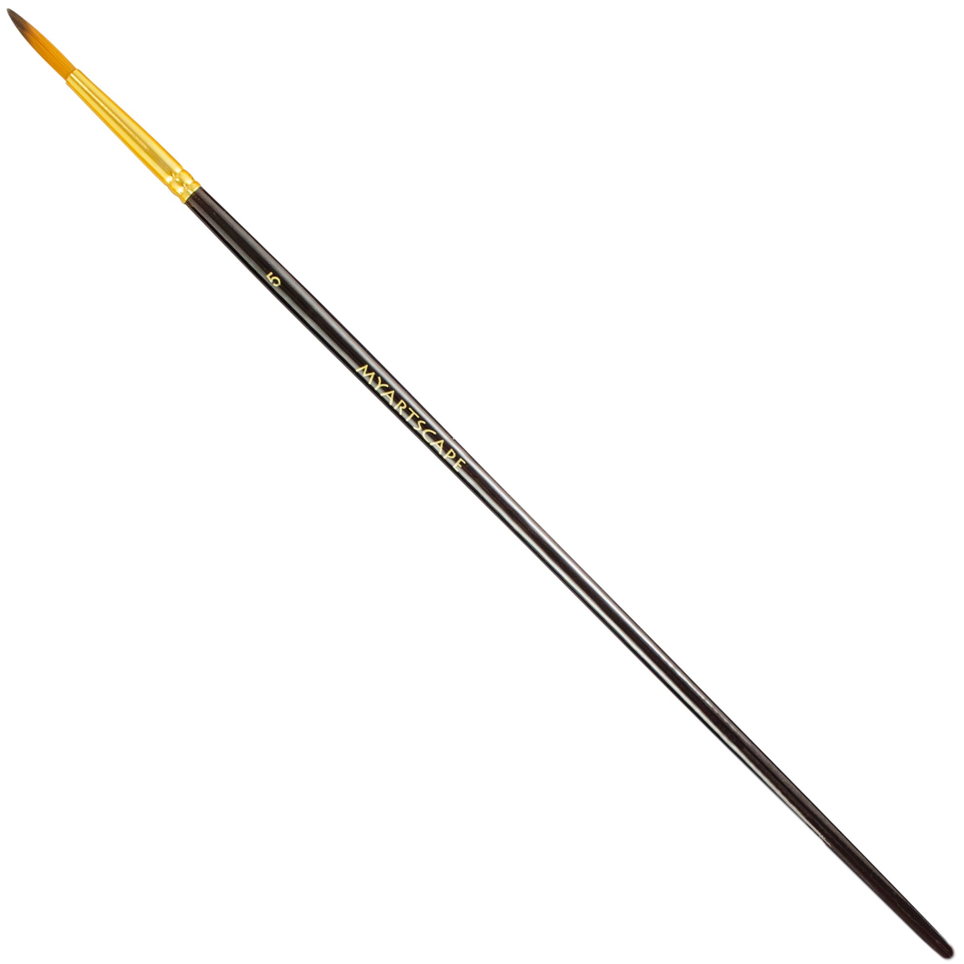 Myartscape Golden Brown And Black Taklon Synthetic Brushes - Long Handle Replacement Brushes (Round 8)