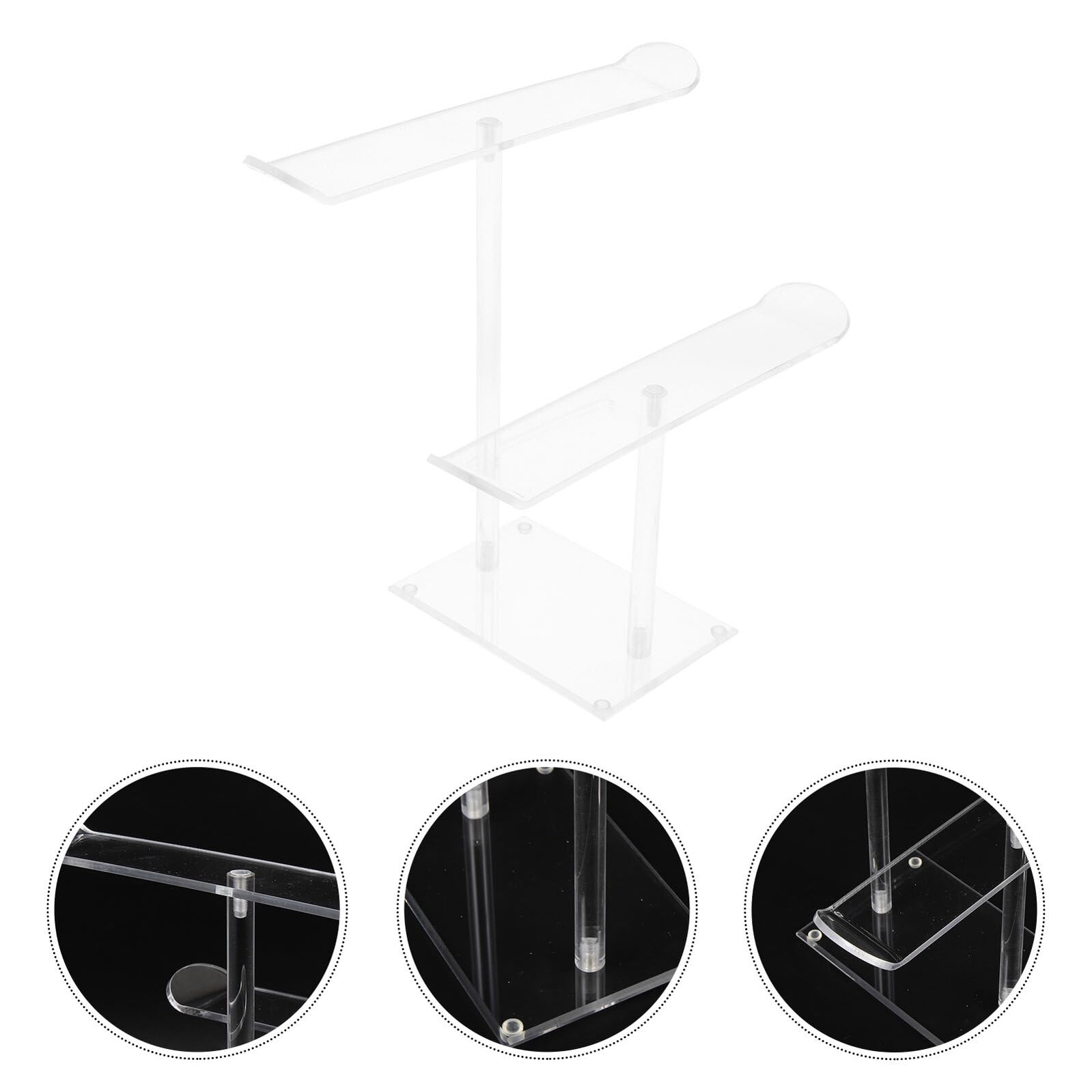 VALICLUD Soporte Organizador de Joyería Transparente de Acrílico, Expositor de Pulseras de Doble Capa Base Antideslizante, Soporte para Collares y Diademas, Adecuado para Hogar y Tienda