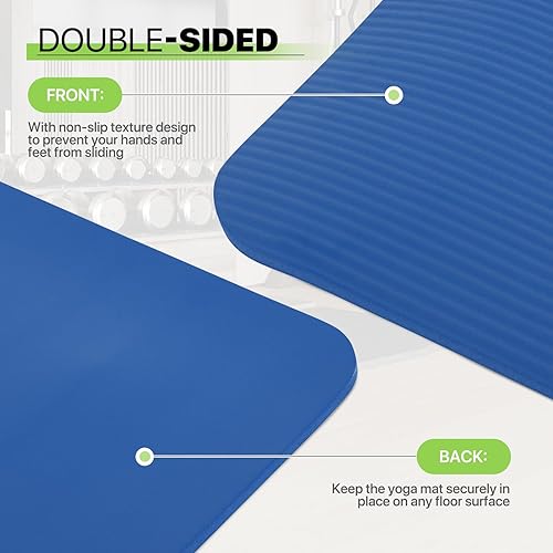 Miniatura 8 de Yoga Mat 11mm Extra Thick TPE Pilates Mat 73"L x 32"W, Non-Slip, Odorless & Tear-Resistant with Carrying Strap, Unisex Design for Home Gym, Floor