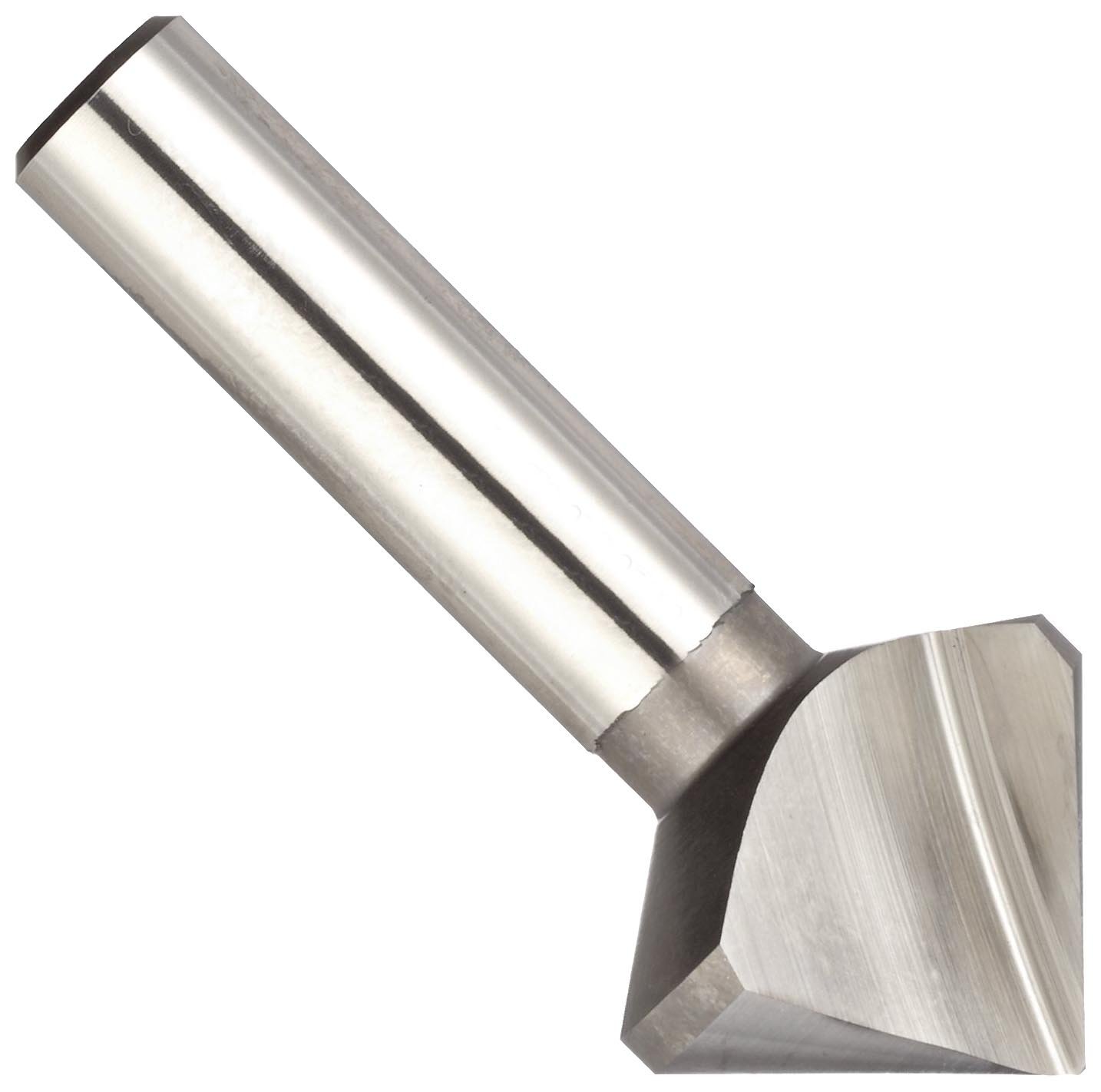 Magafor421 Series Cobalt Steel Single-End Countersink, Uncoated (Bright) Finish, Single Flute, 90 Degrees, Round Shank, 0.315" Shank Dia., 0.590" Body Dia.