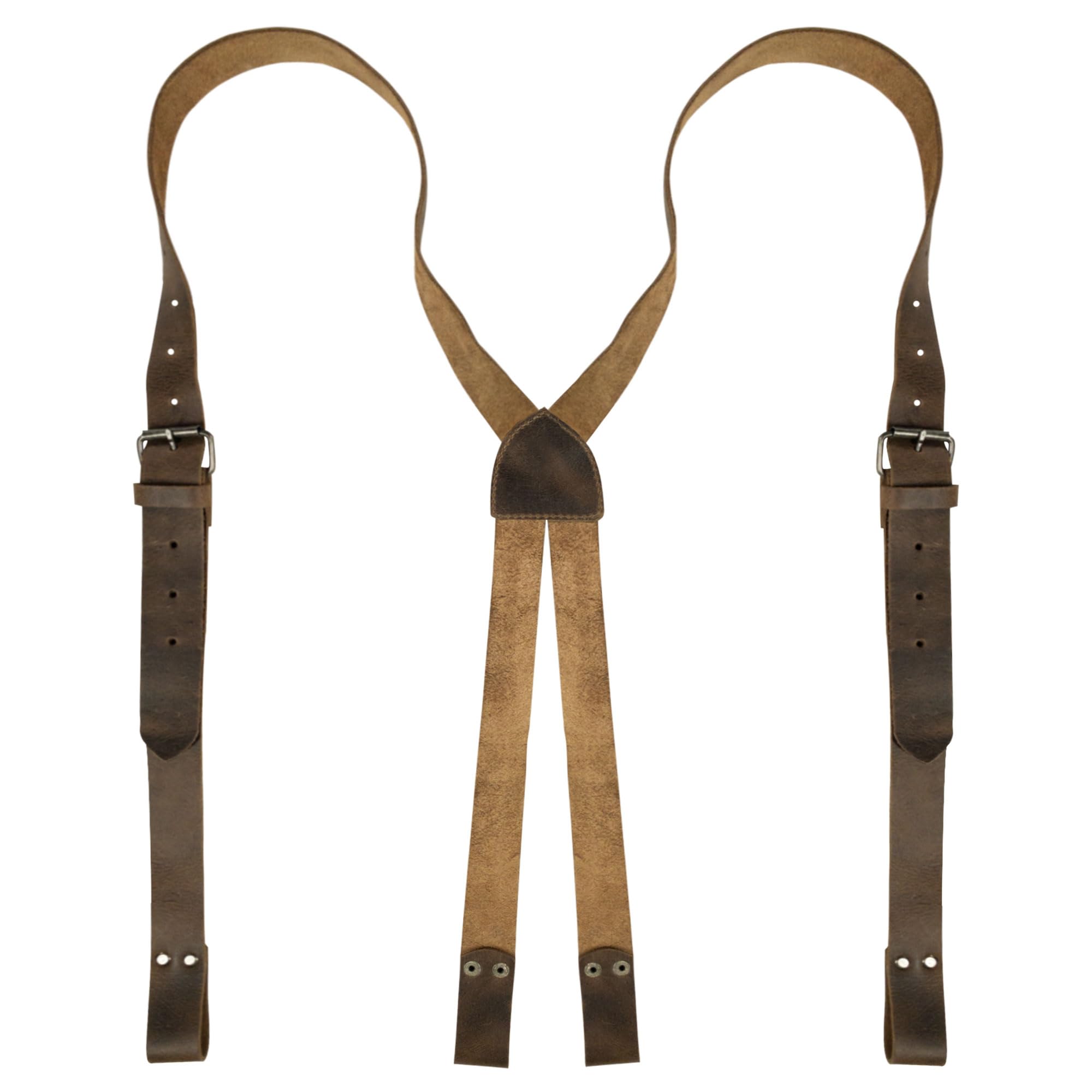 Hide & Groom, X Back Suspender with Belt Loops for Groomsmen, Formal Wear for Weddings, Harness for Dinner Parties, Adjustable Straps, Full Grain Leather, Handmade, Bourbon Brown