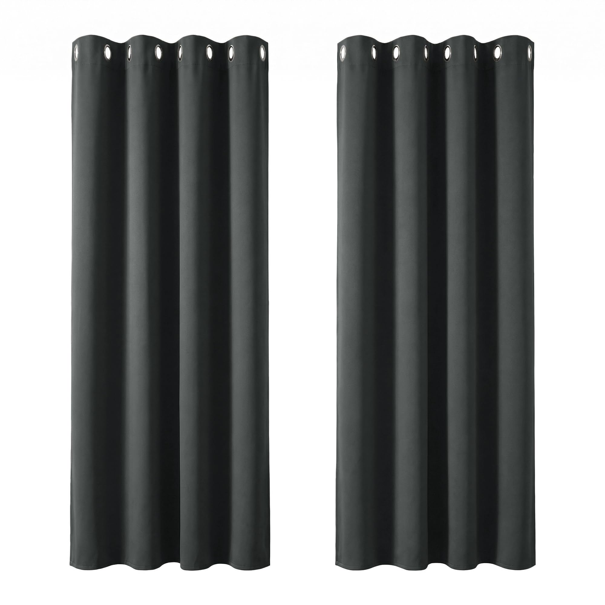 Deconovo Super Soft Thermal Insulated Eyelet Curtains Blackout Curtains for Bedroom 46 x 72 Drop Inch Dark Grey 2 Panels