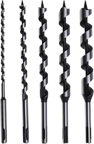 SING F LTD 5Pcs 230mm Wood Drill Wookworking Auger Bit Set 230mm SDS plus6mm 10mm 14mm 18mm 20mm Wood Drill Bits