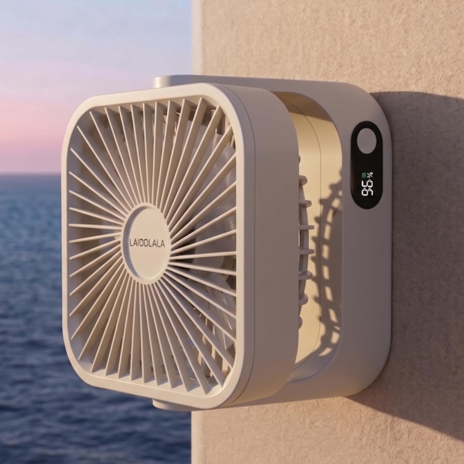 LAIDOLAILA Cruise Ship Approved Fan – 5000mAh Rechargeable Battery,USB-C Charging, Magnetic Hanging for Cabin Ceiling or Wall – Carnival Must Have, Travel Essential (White)