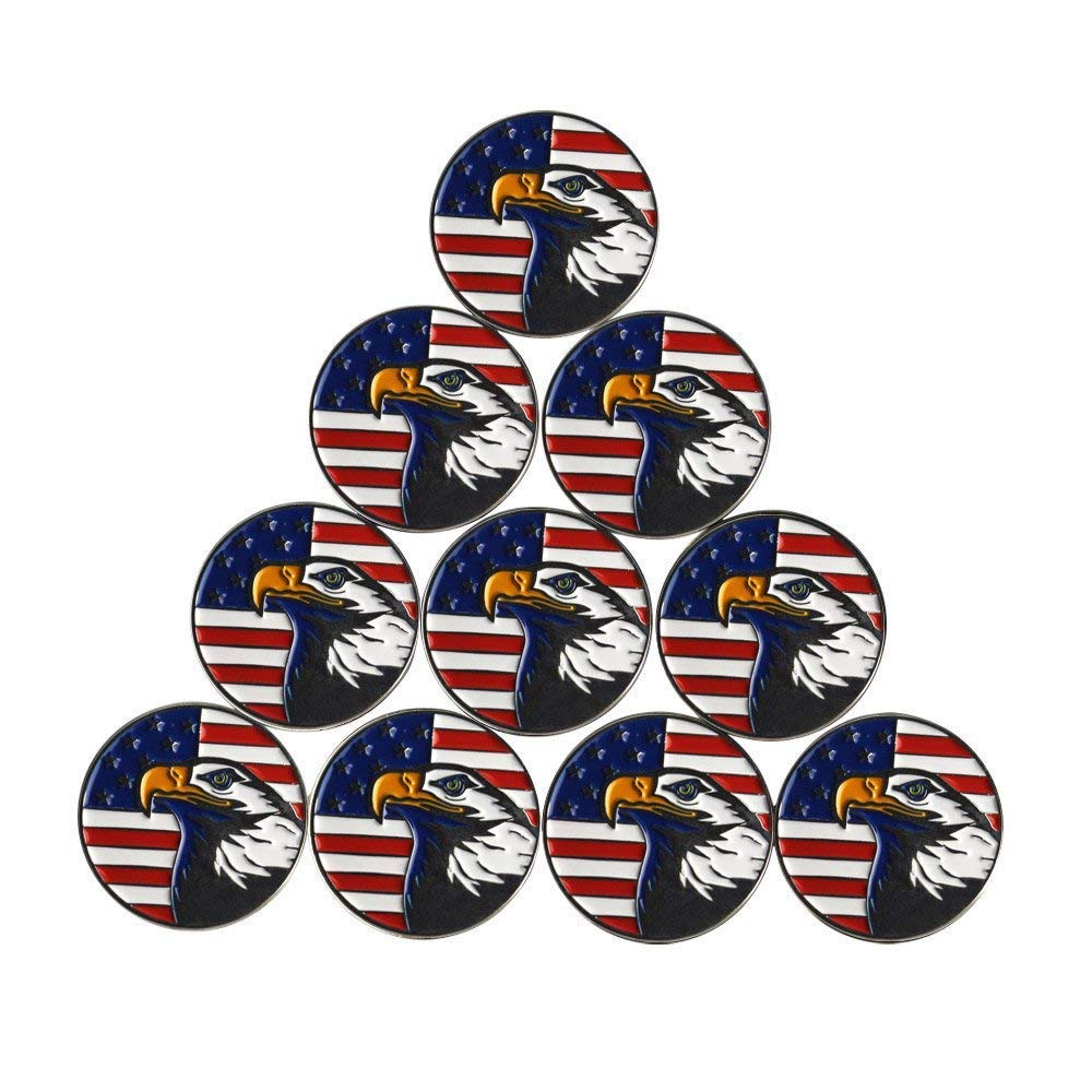 PINMEI Lot of 10 Golf Ball Marker Dia 24.4MM, Special Unique, Soft Enamel Technique (Eagle Ball Marker) — image 1