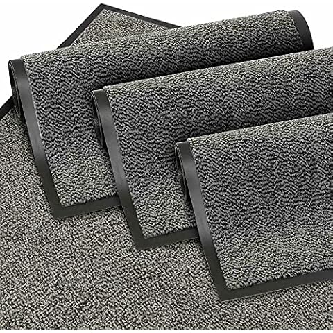 TrendMakers MEDIUM GREY/BLACK NON SLIP DOOR MAT RUBBER BACKED RUNNER BARRIER MATS RUG PVC EDGED KITCHEN RUNNER FRONT DOOR ENTRANCE OUTSIDE DOORMAT PATIO RUG DIRT DEBRIS MUD TRAPPER WATERPROOF MAT(60 X 90 CM) (2' X 3') Cover