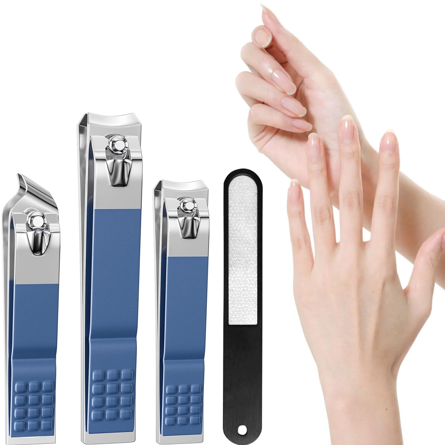 Nail Clipper Set 4 PCS Ultra Sharp Nail Clippers for Men Women Adults Toenail Fingernail Clippers Blue