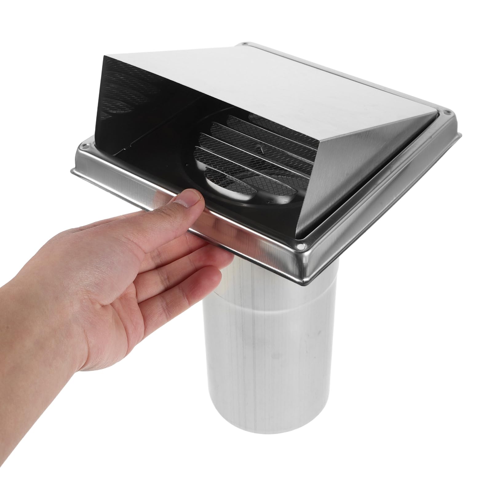 Homoyoyo Grille D’aération Murale en Acier Inoxydable 100 Mm Clapet Amovible, Capuchon de Conduit D’évacuation Allongé 200 Mm pour Sécheuse, Couvercle de Ventilation Extérieur Résistant