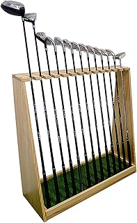 Organizatorzy klubów golfowych, drewniany klub golfowy stojak stojak stojak na stałe metalowe przechowywanie 13 klubów klubów golfowych sprzęt do organizatora