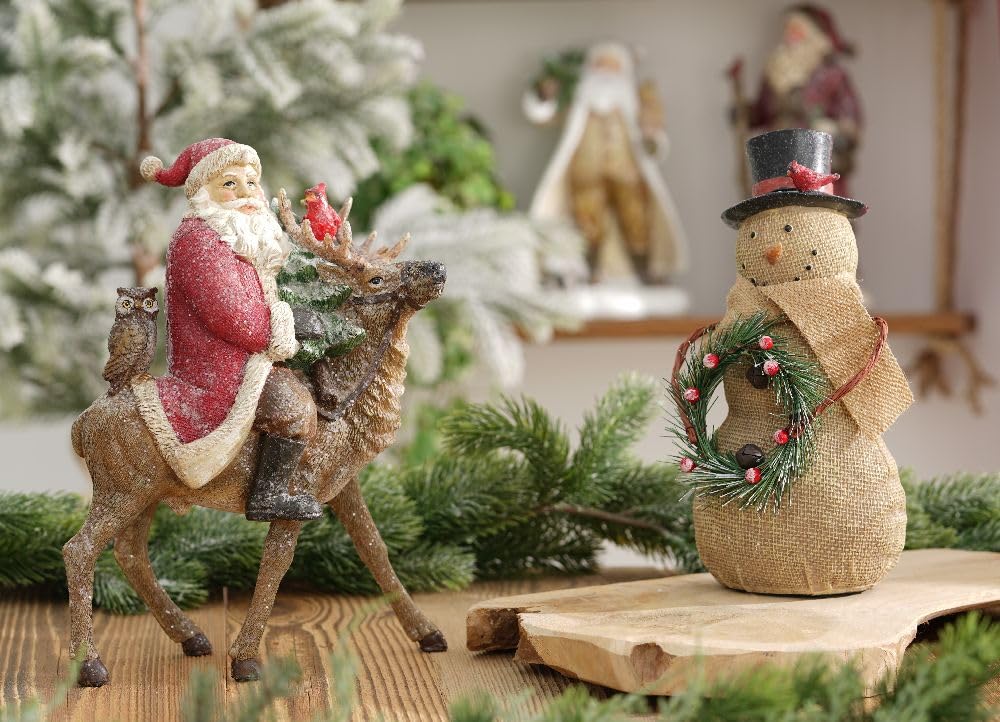 VILLA ITALIA Weihnachtsschmuck - Weihnachtsfigur - Weihnachtsmann auf Rentier 28 cm - Weihnachtsbaum - Weihnachten - Weihnachten - Weihnachten - Weihnachten - Weihnachten - Geschenk - Schnee