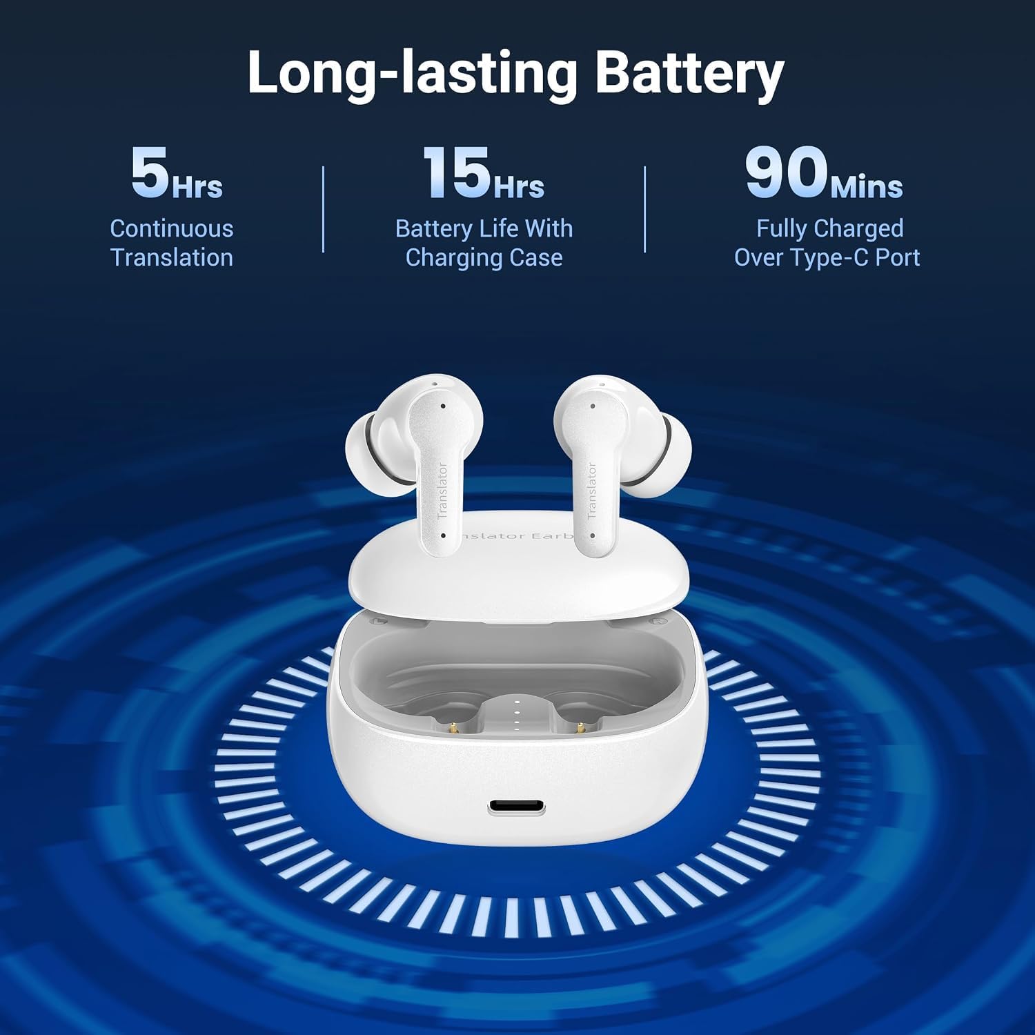 ANFIER M3 AI Translation Earbuds Real Time, Language Translator Device in 144 Languages, 3-in-1 Offline Two-Way Audífonos Traductores, Live Translate Headphones, No Subscription Required (White)