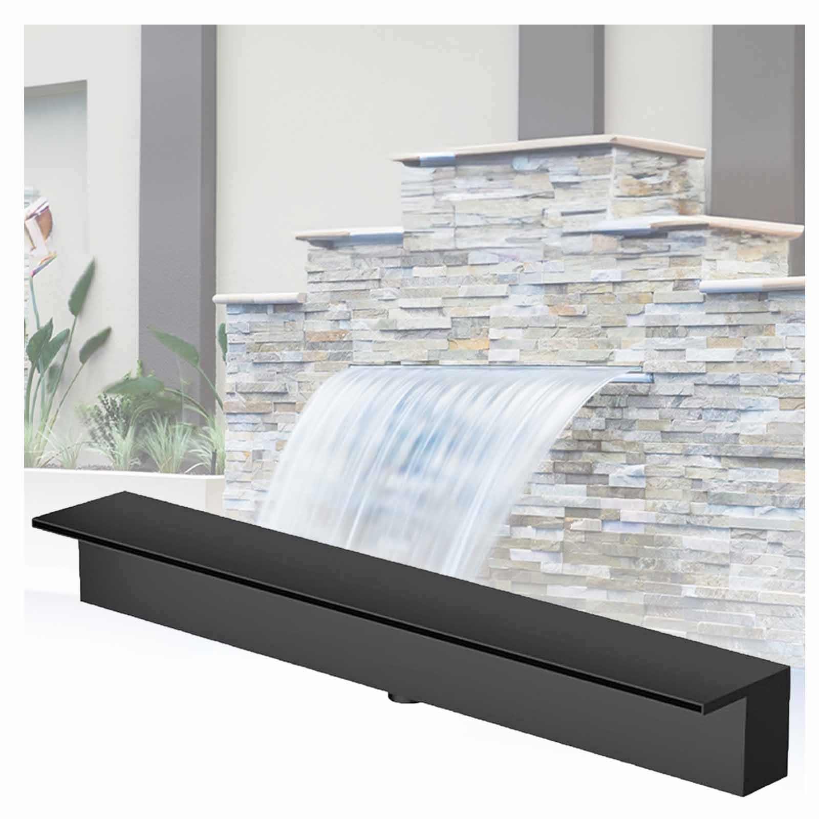 Pond Waterfall Spillway Fountain - Sheer Descent Water Feature for 5000 Gallon Pools, Outdoor Garden Decoration, Black 20cm (7.9in) Outlet, Perfect for Backyard Waterfalls