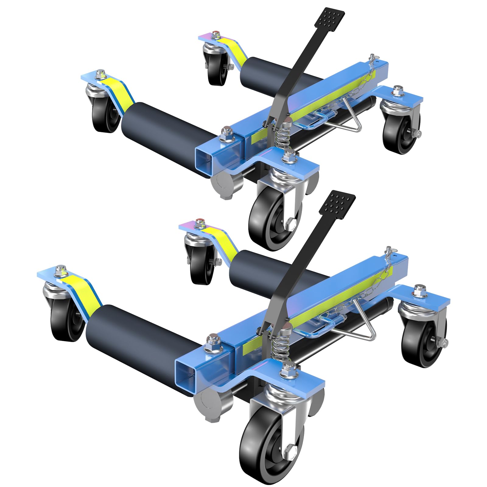 LARBANKE Lot de 2 chariots élévateurs hydrauliques, 680 kg/pièce, rouleau de manœuvre avec bande réfléchissante unique, cric de manœuvre, aide à la manœuvre
