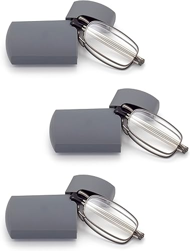 Anteojos de lectura plegables para carcasas rígidas, monedero de bolsillo, lectores compactos de bisagra de resorte, lente transparente transparente