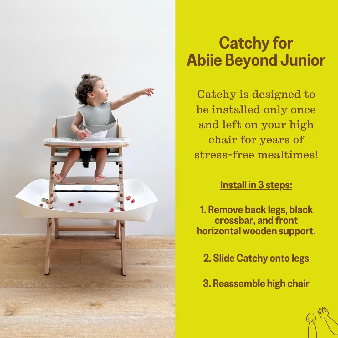 CATCHY Łapacz jedzenia - kompatybilny z drewnianym krzesełkiem Abiie Beyond Junior Cabrio - Krzesełko do karmienia sprzedawane osobno - Łapacz maty do jedzenia dla niemowląt i małych dzieci