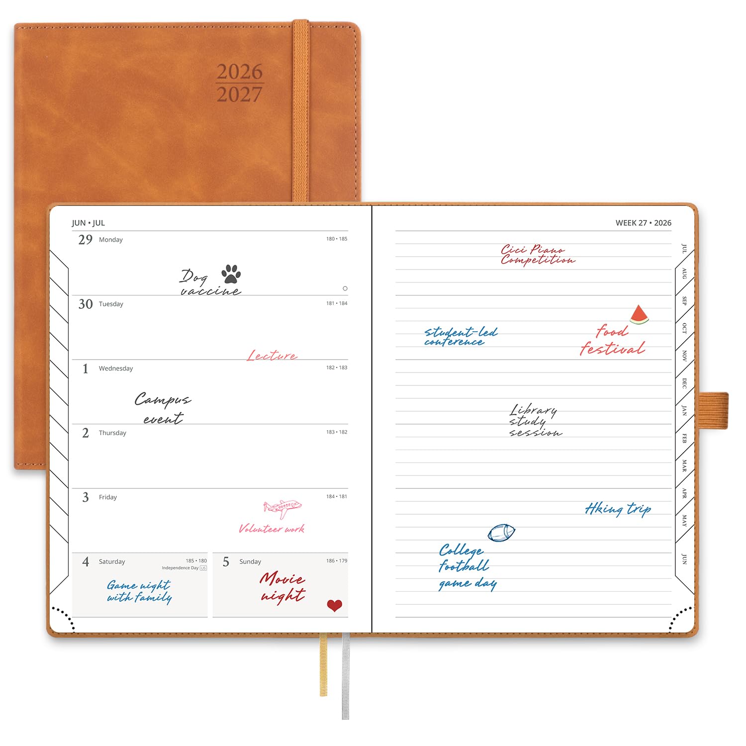 POPRUN Weekly Planner 2026-2027 (Medium 6.5''x 8.5'') Calendar Notebook