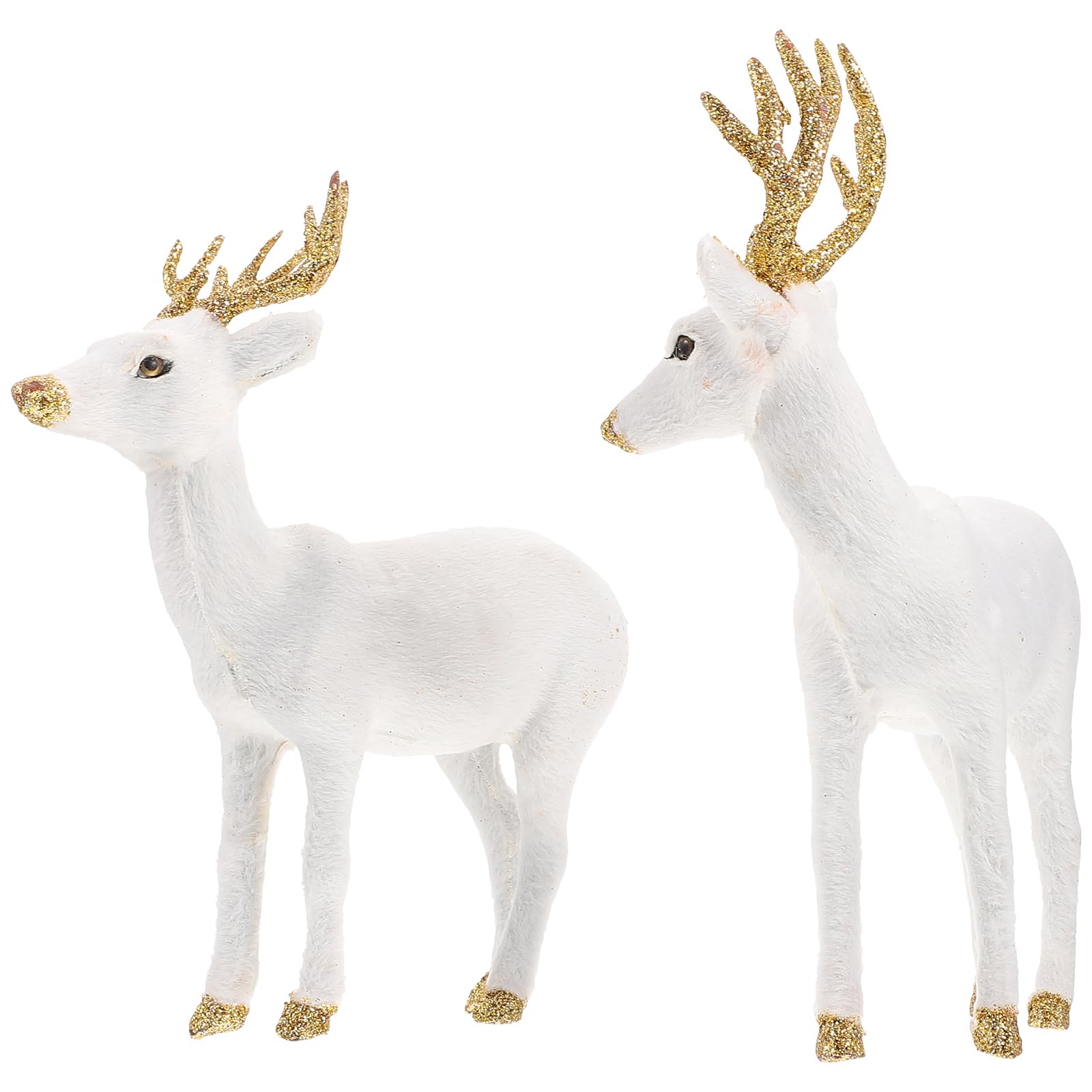 BESTonZON Figurines de cerf ¨¹ Blanc ? Cerf Sika : Figurines de Noël 2 pièces d'animaux Paysage Gl¨¹cksbringer Décorations de Noël Ornement Décoration de Noël