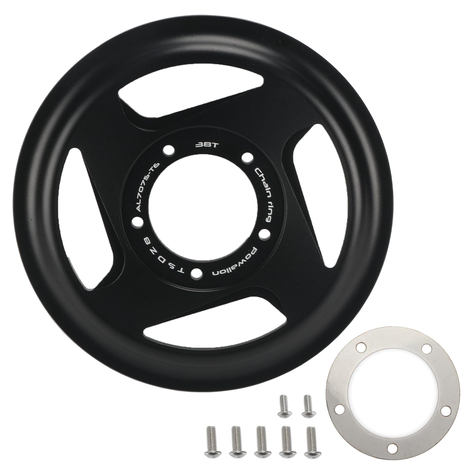 Powallon 38T Offset Chainring for TSDZ8 Mid Drive Motor, 7075-T6