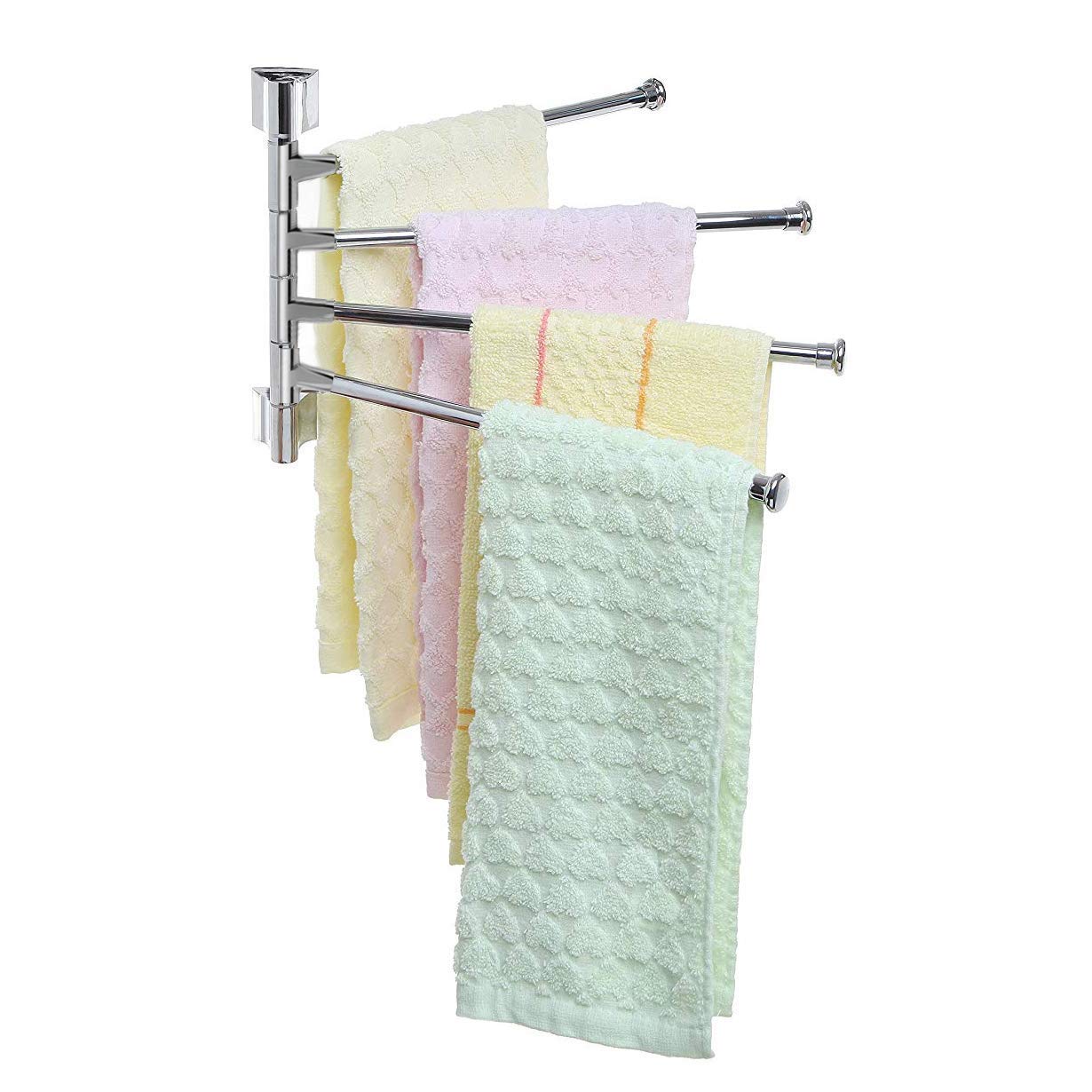 Filox Stainless Steel Swing Towel Rack | 4 Adjustable Arms | Wall Mounted Towel Bar for Bathroom, Wash Basin, Kitchen & Laundry | Space-Saving Design-image-4