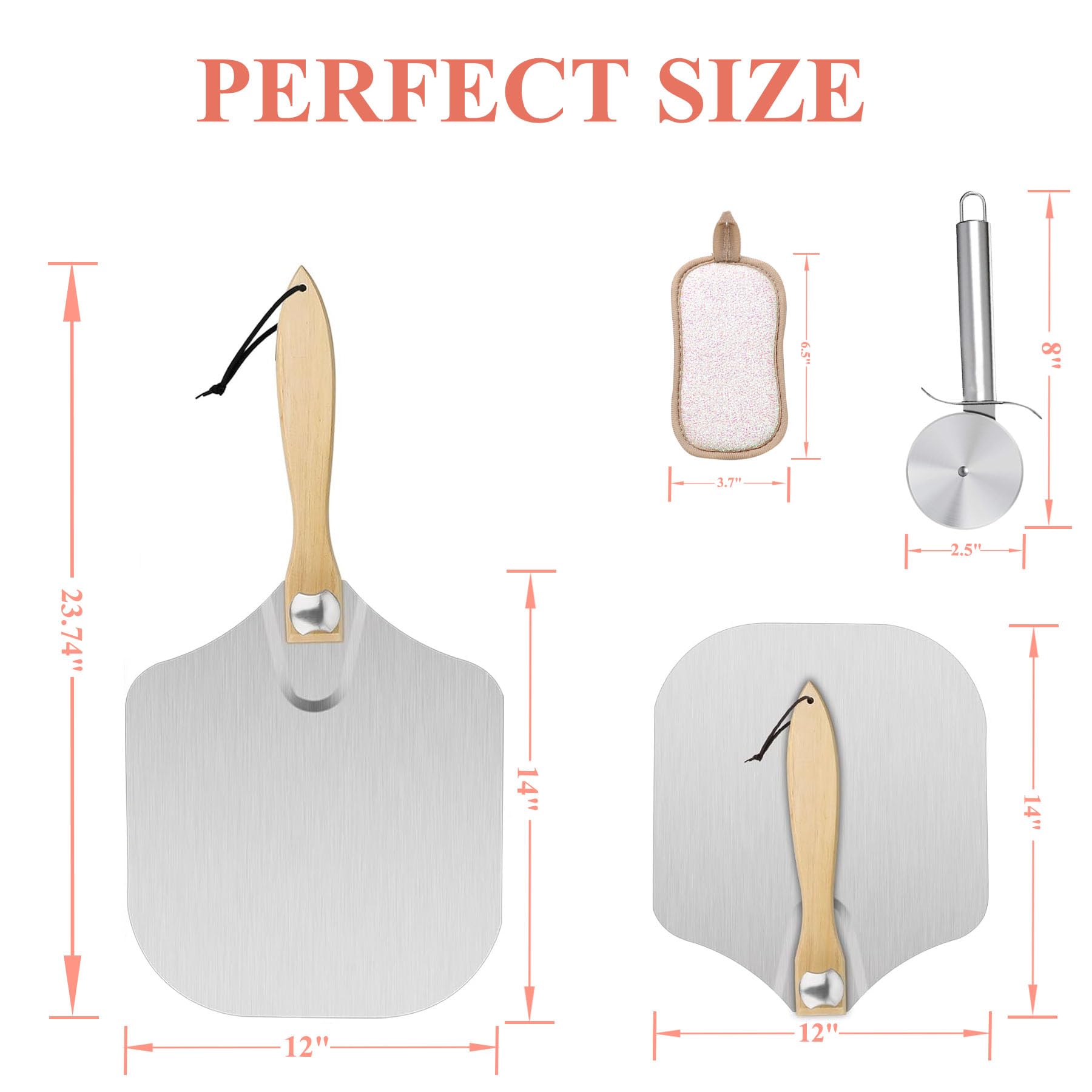Pelle a Pizza 30 cm, Pelle Pizza avec Support en Aluminium de Grande Surface, plus Stable, Professionnelle Pelle à Pizza avec en Bois Pliable la Cuisson de Pizzas, Pain