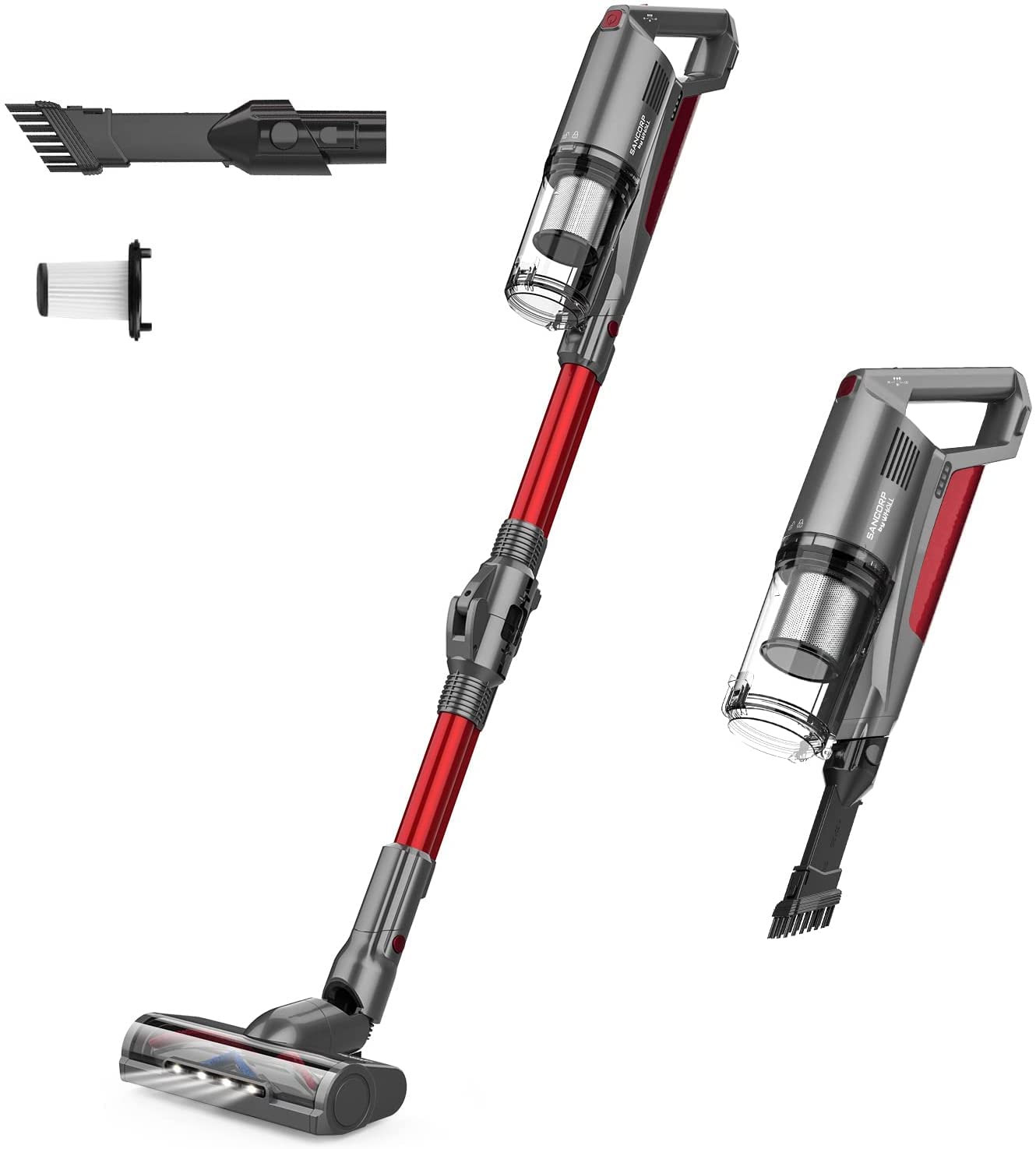 Amazon.com: Aspiradora inalámbrica, Whall 25 kPa 4 en 1, plegable sin  escobillas motor de 280 W de 55 minutos de funcionamiento, aspiradora de  mano ligera para el hogar, alfombra de piso duro,