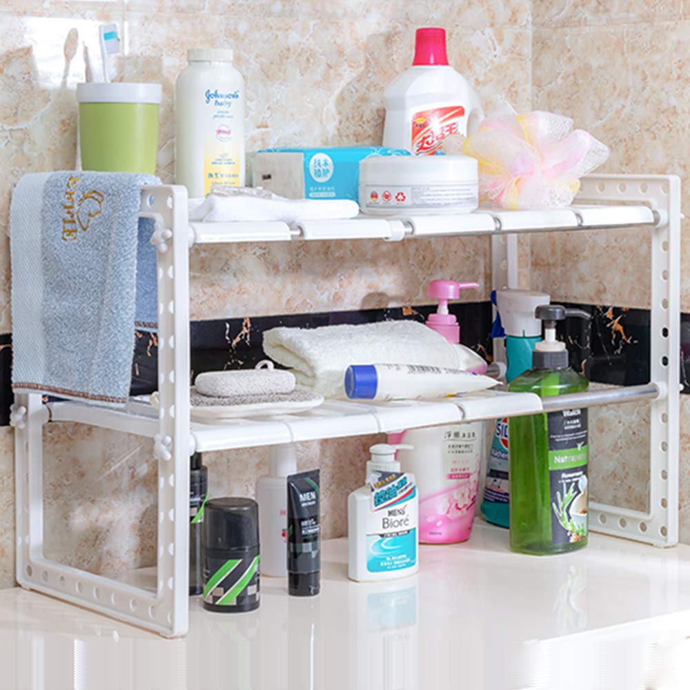 Mointal Scaffale Espandibile Sotto Lavello – 2 Livelli Con 8 Pannelli Rimovibili, Regolabile In Lunghezza E Altezza, Organizzatore Per Cucina, Bagno E Armadio, Colore Nero