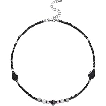 Beaded Necklaces for Women Summer Beach Beaded Necklace Bead Choker Boho Necklaces for Women Handmade Summer Jewelry Stainless Steel 18K Gold Plated