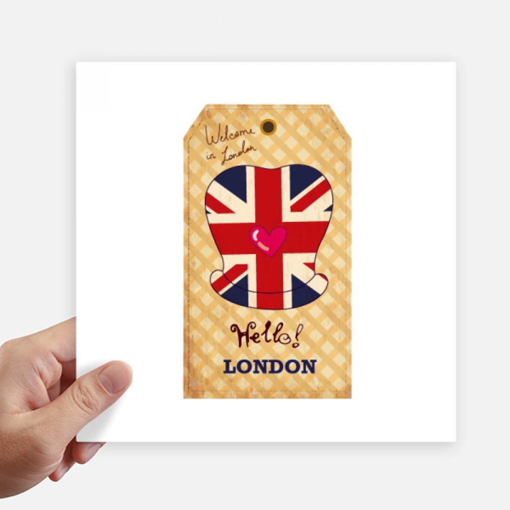 Autocollant carré Londres UK de 20cm style vintage pour customiser les valises et ordinateurs