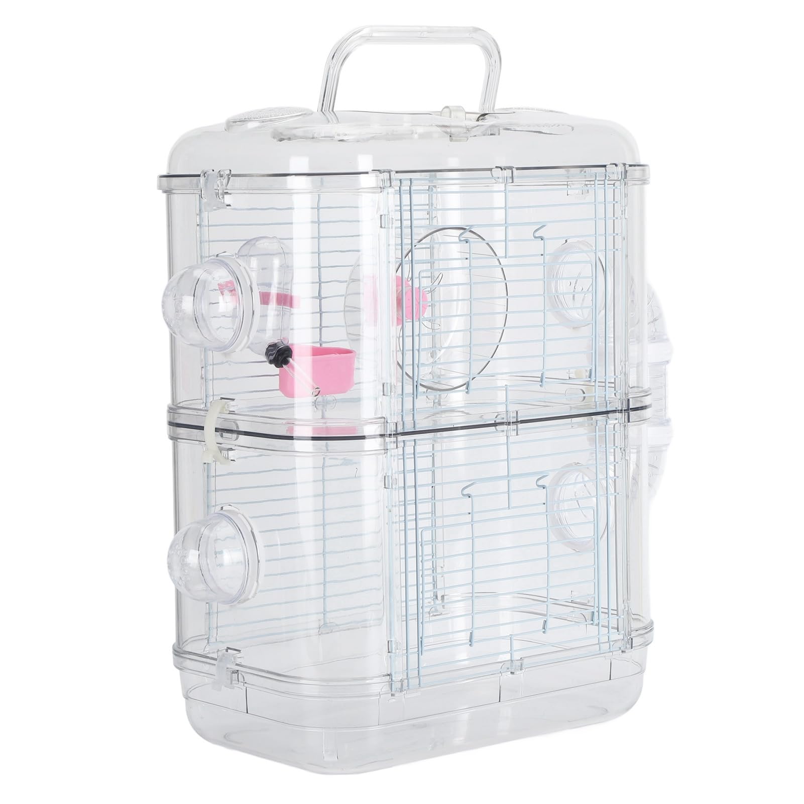 Cosiki Jaula para Hámster de Doble Capa con Diseño de Túnel Interactivo y Botella de Agua para Juegos Divertidos - Casa de Alambre de Hierro de 42x31x26cm (2 Capas)