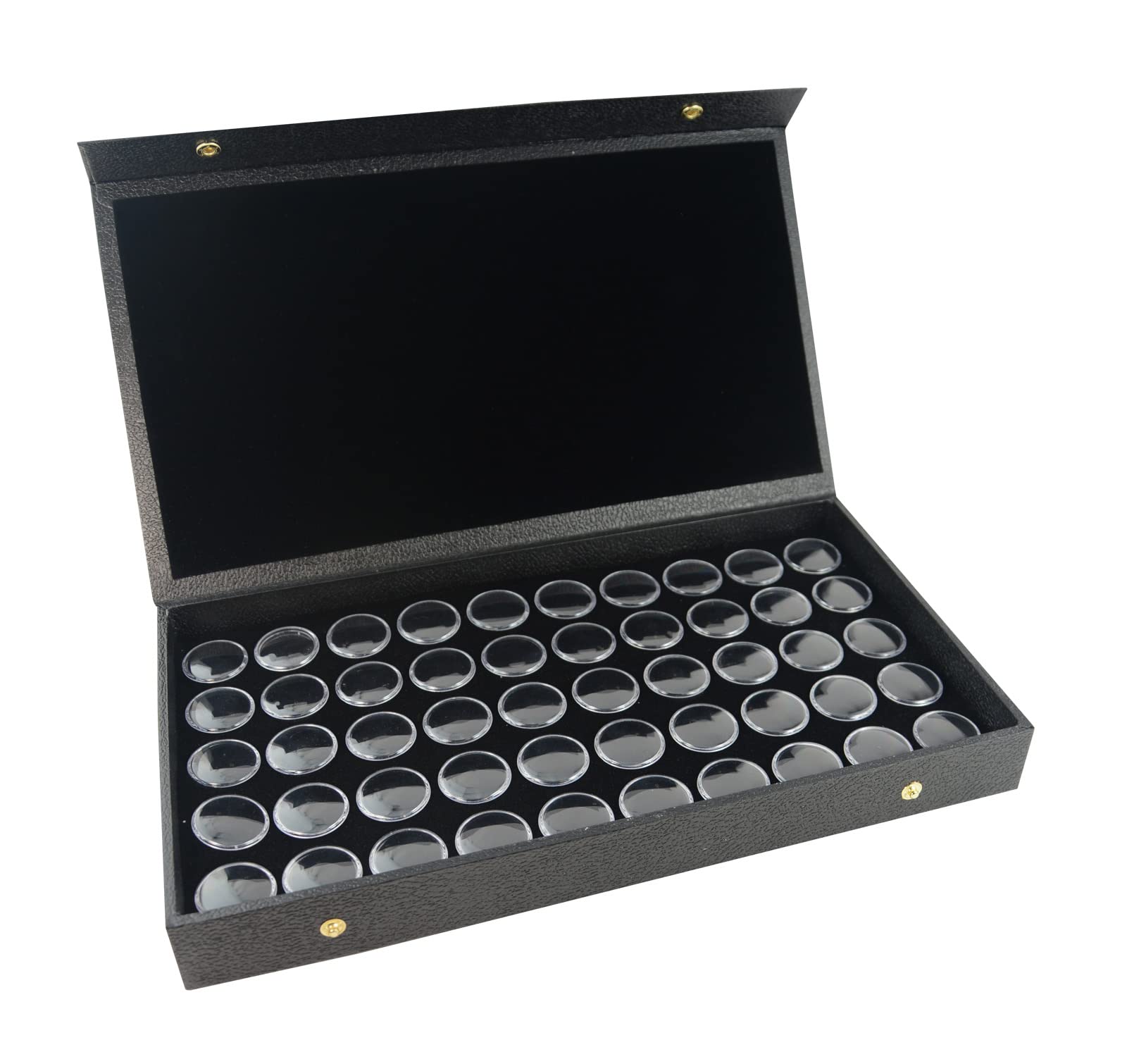 Box Displays Jewellers Ring Gem Bead Stone Presentation Case - Choice of Size & Colour Pots (Case with Black 50 Gempot Insert)