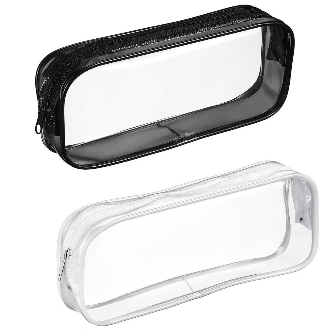 Tadipri Bolsa Lapices Transparente,2 Pcs Estuche Escolares Transparente Bolsa De Lápiz Transparente Pvc Con Cremallera Estuches Para Lápices De Examen De Gran Gapacidad Para Útiles Escolares De Oficin