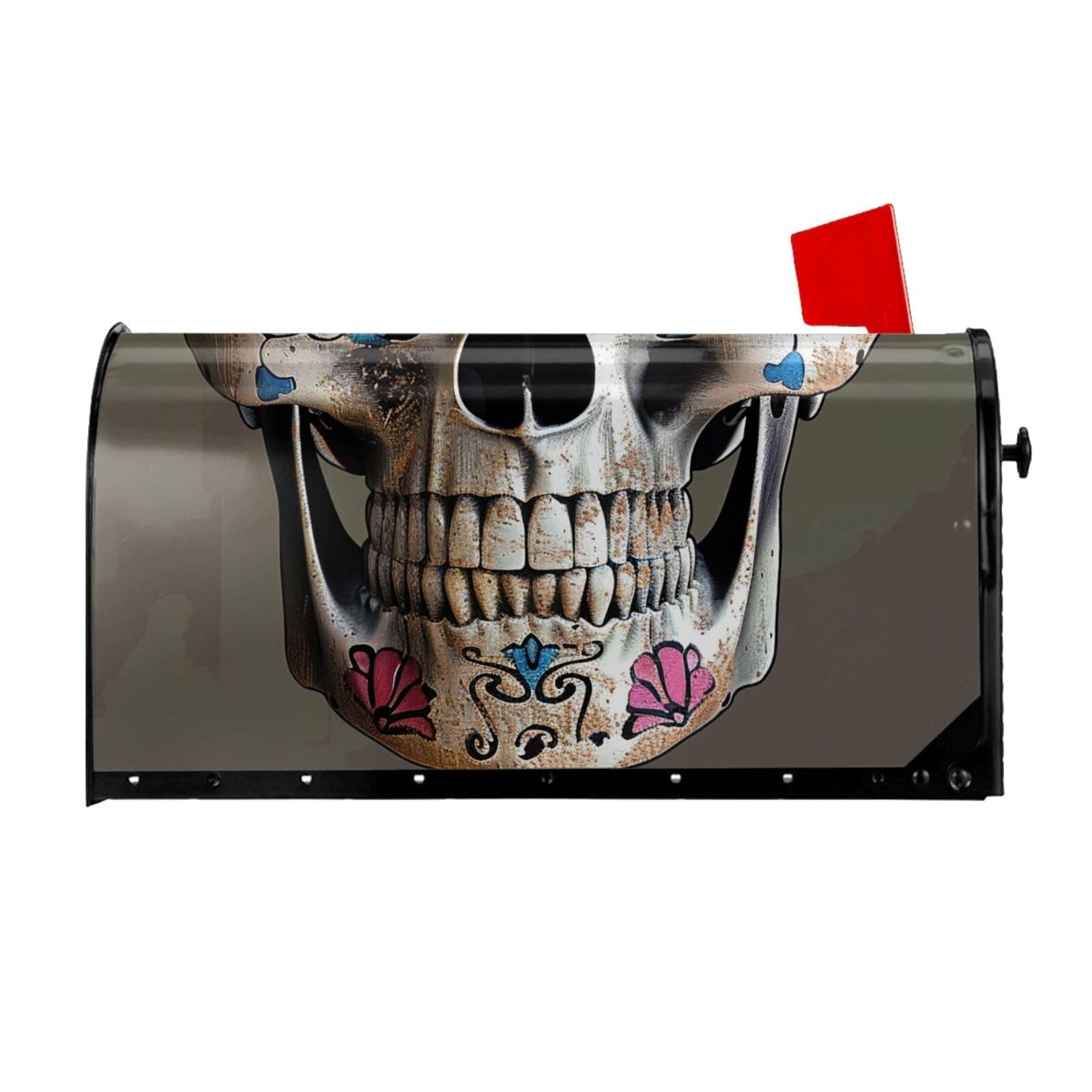 Housse de boîte aux lettres magnétique tête de mort grand format 64,8x53,3 cm pour jardin