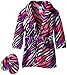 Sleep & Co Girl's Plush Zebra Bathrobe and Slipper Gift Set
