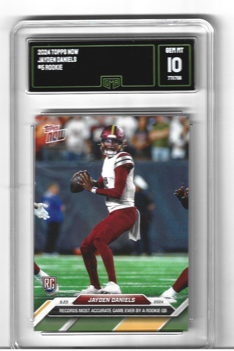 Graded Gem Mint Jayden Daniels Football Rookie Card #5 Commanders Young Superstar Quarterback
