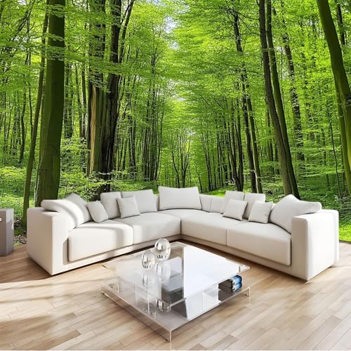 200 x 140 cm Carta da parati murale 3D, Foresta Naturale Del Paesaggio Carta da parati fotografica stampata, murale decorativo in tessuto non tessuto di alta qualità, design poster, Verde