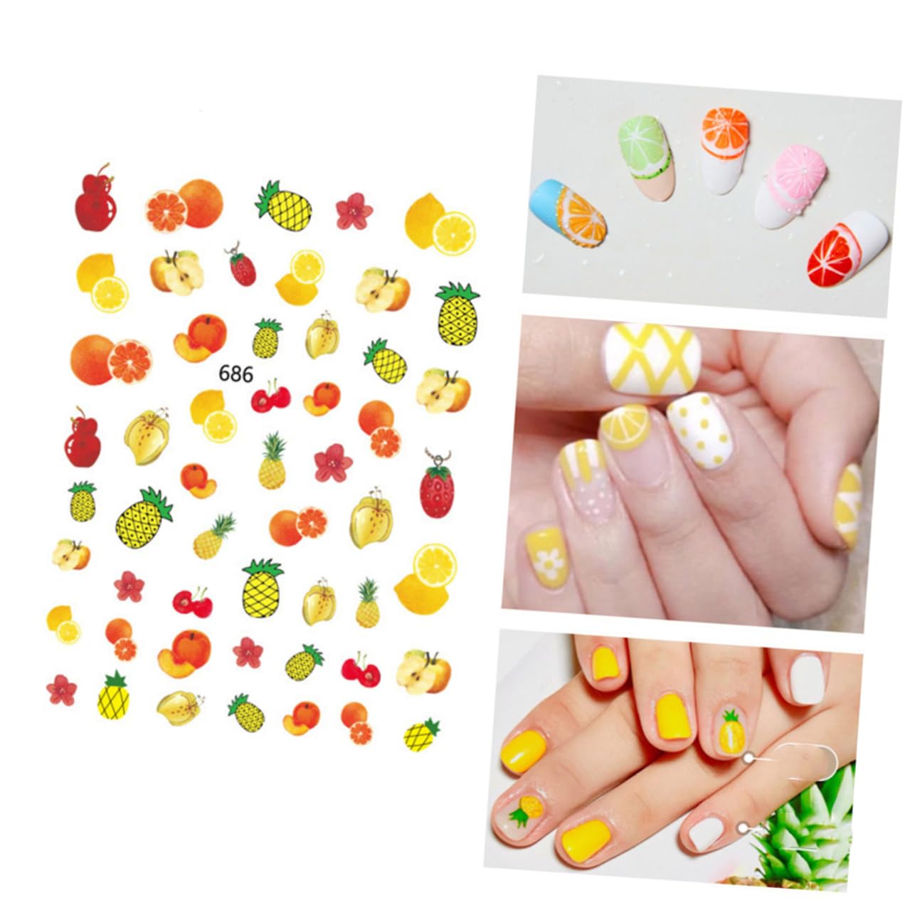 minkissy 36 Hojas De Pegatinas De Uñas De Frutas Para Uñas Acrílicas Pegatinas Impermeables 3D Pegatinas De Frutas Uñas Autoadhesivas Punta De Uñas Manicura Arte Pegatinas Niños Decoración