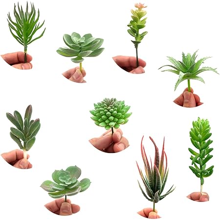 FEPITO 15 Pcs Artificielles Plantes Succulentes Vert Sans