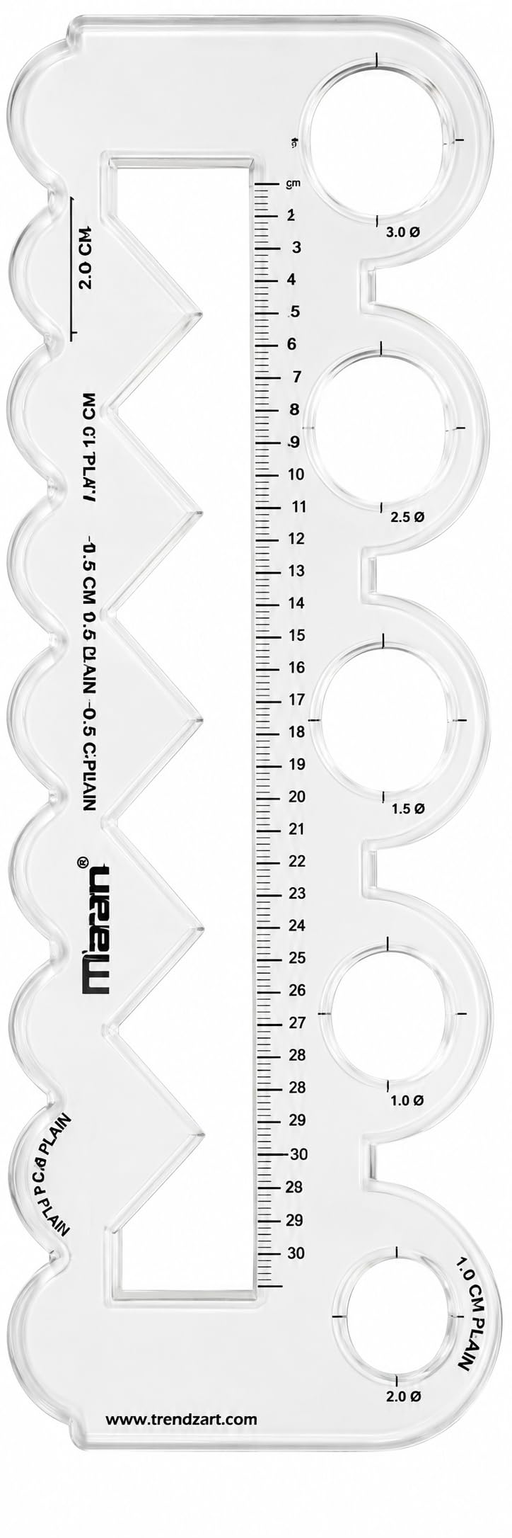5-in-1 Transparent Sewing Ruler, Professional Tailoring Template Scale with Scallop, Circle and Zigzag Patterns for Dress Making, Quilting and Pattern Design-image-6