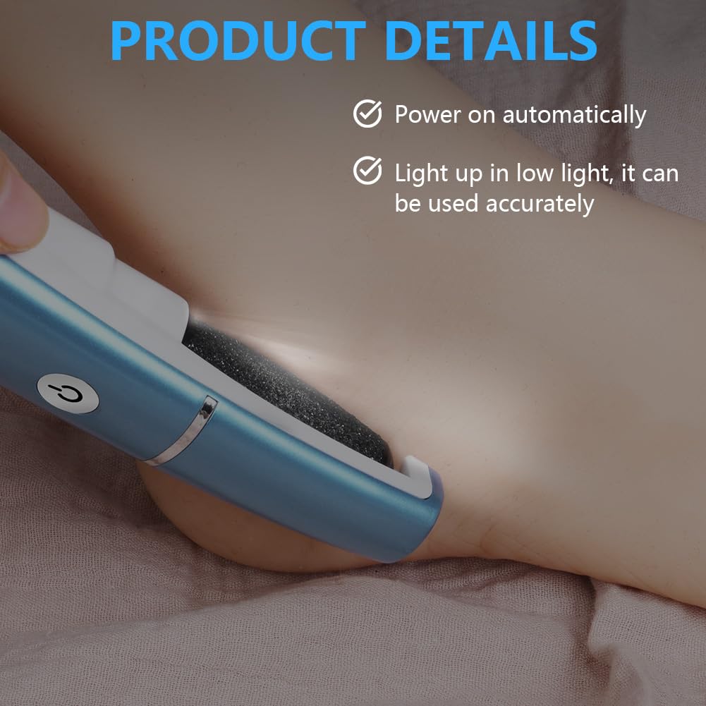 OSDUE Lima Eléctrica para Pies, Removedor de Callos Eléctrico con 2 Cabezales de Rodillo Extraíbles y 2 Velocidades Recargables para Archivadores de Pies Muerta Para Talones, Piel Seca y Muerta-Azul